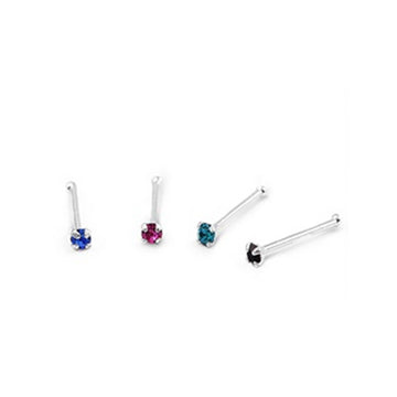Nose Stud Color Simulated Cubic Zirconia Ball End 925 Sterling Silver 1.8mm-(20 Nose Studs in a Box)